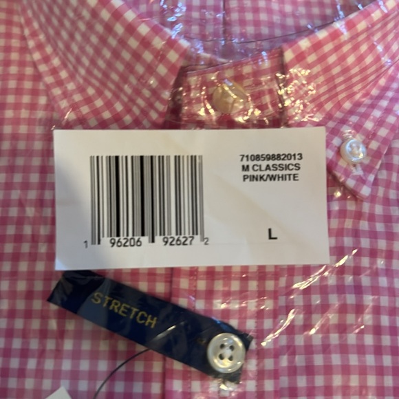 NWT Ralph Lauren Polo Lg 16.5 Pink & White Gingham Check Strerch Slim Fit - Picture 2 of 6